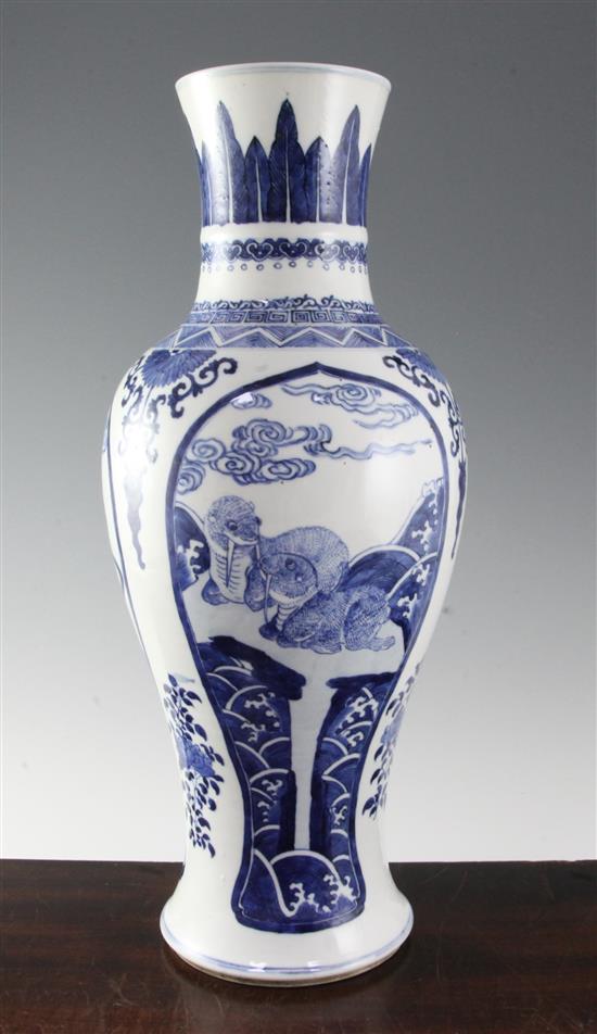 A Chinese blue and white tall baluster vase, late 19th century, 41.5cm